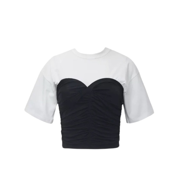 𝅺black / White Corset Crop Top - Picture 3 of 4